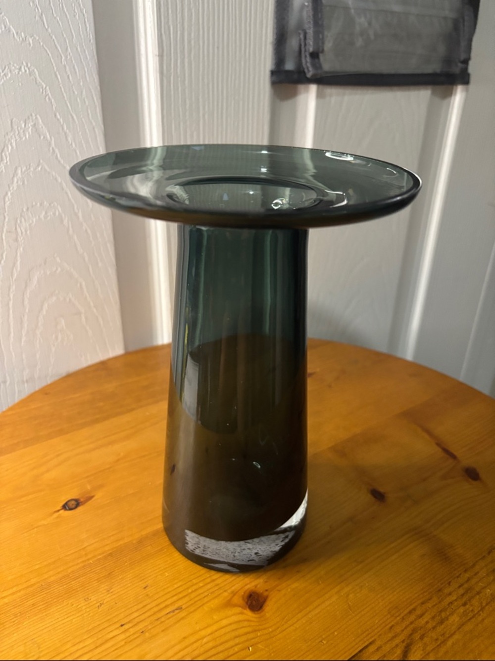 Smoky Gray Glass Pedestal Vase